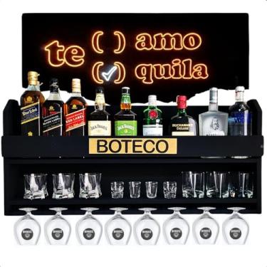 Imagem de Bar Barzinho Suspenso De Parede Adega Vinhos Bebidas 100x45cm Preto Fosco