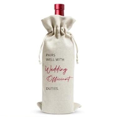 Imagem de Combina bem com sacos de vinho de casamento oficiantes de casamento presentes de noivado de noiva e noivo Saco de vinho Você vai se casar conosco presentes de proposta para decorações de festa de