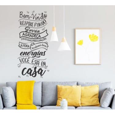 Imagem de Adesivo Decorativo De Parede Frase Respire Fundo e Bem Vindo - Gaudesi
