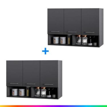 Imagem de Conjunto 2 Armários Cozinha 3 Portas com Nicho Modular Móveis Bonatto,