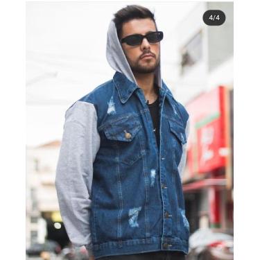 Imagem de Jaqueta jeans masculina tamanho G2 - Pt