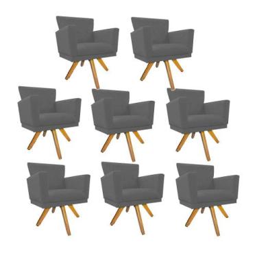 Imagem de Kit 08 Poltrona Cadeira Decorativa  Mind Base Giratória Sala de Estar 