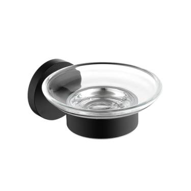 Imagem de Conjunto de banheiro preto fosco - 6 ganchos para toalhas, saboneteira e suporte para papel higiênico - Kit de ferragens, saboneteira