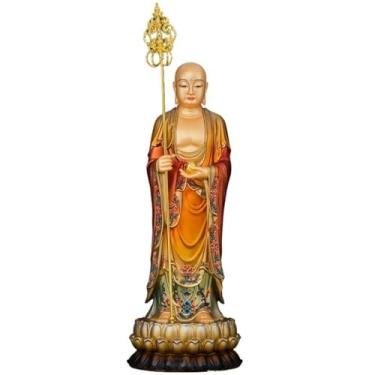Imagem de Estátua de Feng Shui Estátua de Buda de cobre puro Golden Family Buddha Hall, ornamento, estátua em pé, sala de estar, oferta, Sheng Tang Cai Decoração de Buda(Pequeno)