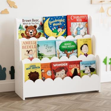 Imagem de SpaceAid Estante recortada de 3 camadas, estante Montessori para crianças, organizador de prateleira de livros de madeira, móveis para quartos de crianças, sala de jogos, berçário e sala de aula