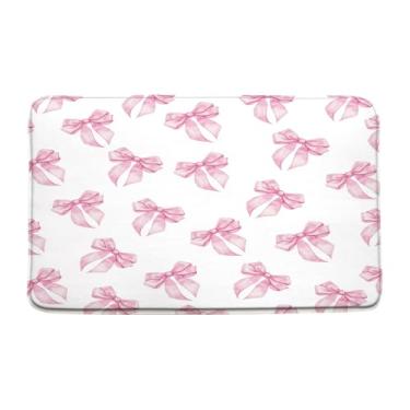 Imagem de Tapete de banho bonito com laço rosa, moderno, estético, aquarela, laço, simples, chique, tapete para decoração de banheiro