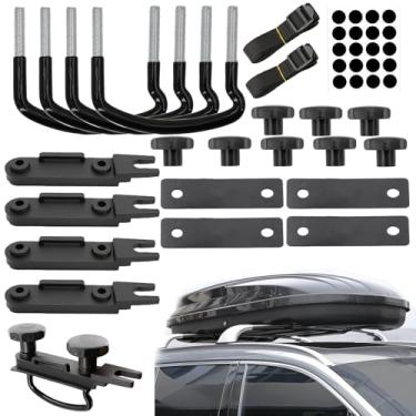 Imagem de Bledtax 4 peças de braçadeiras de parafuso em U universais de aço inoxidável largura interna de 85 mm/3,35 pol. Parafusos de suporte de carga com 8 porcas de trava, 2 correias kit de montagem de van