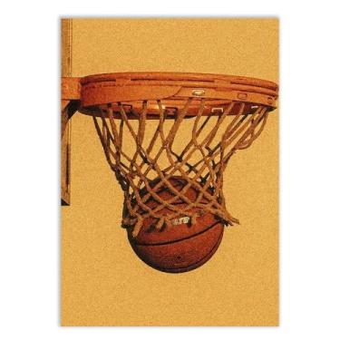 Imagem de Placa Decorativa Basquete Cesta Ilustração Amarela