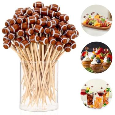 Imagem de KINYFY 100 Palitos De Dente Futebol, Coquetel 4,72" Para Aperitivos, Espetos Decorativos Bambu Longos, Decorações Festas Aniversário (Futebol 3D)