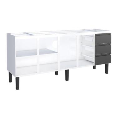 Imagem de Gabinete Cozinha Para Pia 2,00 metros Aço - Netuno Cozimax, Branco/Pre