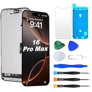 Imagem de Allfixparts Para iPhone 16 Pro Max 17.5 cm LCD Retina HD+ Display COG Touch Screen Digitalizador com kits de ferramentas de reparo, fita impermeável, protetor de tela