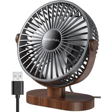 Imagem de Ventilador de mesa SWEETFULL USB 3 Speeds Quiet Portable Black de 6,5 polegadas