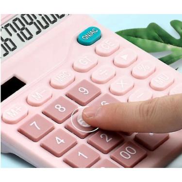 Imagem de Calculadoras Calculadora solar de 12 dígitos botões grandes ferramenta de contabilidade de negócios financeiros para estudante escolar rosa