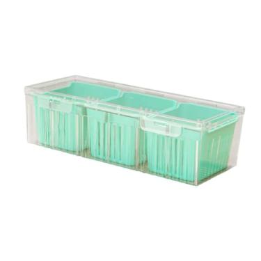 Imagem de Ioensy Bandeja de servir dividida, organizador de geladeira com tampa, prato de servir empilhável, recipiente de armazenamento de alimentos para nozes doces, Verde