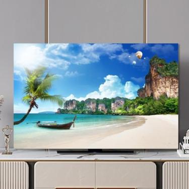 Imagem de Protetor de tela de TV universal interno para TV 32-80 polegadas capa protetora contra poeira de TV extensível para televisões pintura decorativa capa para tela plana LED LCD azul ||65 polegadas (152