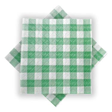 Imagem de Guardanapo De Papel Xadrez Verde 20cm X 21cm - 50 Unidades