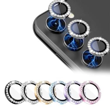 Imagem de Película de Vidro 3D 9D Compatível ¨Samsung Galaxy S23 PLUS Luxo Diamante Protetor de Câmera Lente Traseira (AZUL BEBE)