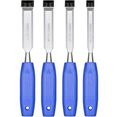 Imagem de Conjunto profissional de ferramentas de cinzel de madeira de faia resistente e cromado Vanádio aço inoxidável ferramentas de madeira com bolsa com zíper para facas de esculpir/kit de cinzel/branqueamento, 4 peças, 1/4", 1/2", 3/4", 1", GREBSTK, Canvas bag, 1/4",1/2",3/4",1"