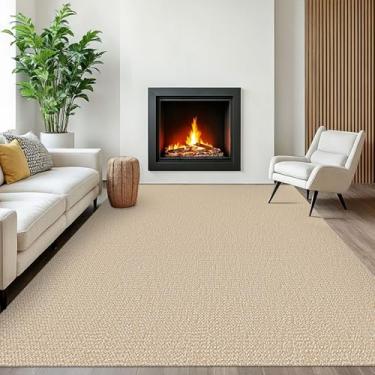 Imagem de EARTHALL Tapetes laváveis para sala de estar, 1,8 m x 2,5 m, antiderrapante, tapete de algodão para sala de jantar, tapete trançado para quarto, sala de jantar, bege dourado/branco