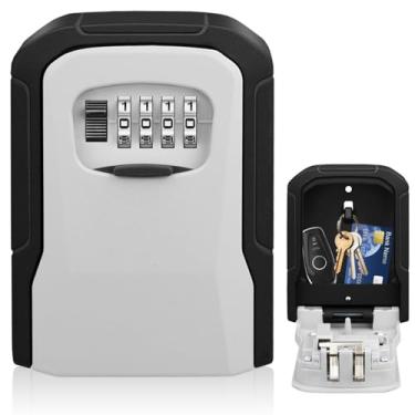 Imagem de TEUEN SAFEKey LockBox, caixa de bloqueio de montagem na parede para chaves com código de combinação redefinível, cofre de segurança para ambientes externos, casa, escritório, apartamento, corretores