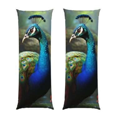 Imagem de Capa de travesseiro corporal com zíper oculto, fronha longa de microfibra macia e respirável para travesseiro corporal, capas de travesseiro de pavão colorido para dormir presente para cama 50 x 137
