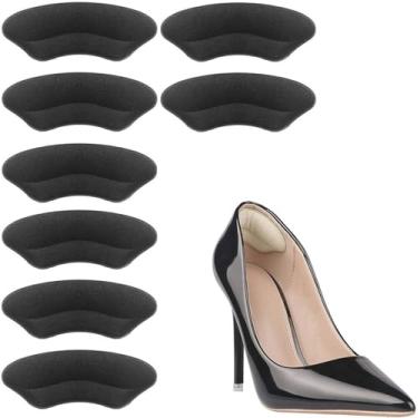 Imagem de Domejo Palmilhas Para Calcanhares Sapatos Frouxos, Almofadas Autoadesivas Grandes Demais, Protetores Macios Bolhas, Dor, Escorregões E Atrito, Ajuste Aprimorado Calçados (Preto, 4 Pares)