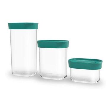Imagem de Kit Conjunto De 03 Potes Herméticos Mantimentos Acrílico 60 - Helsim, 