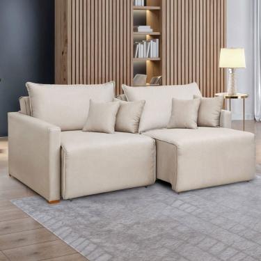 Imagem de Sofá Cama 2 Lugares Júlia Retrátil e Reclinável Linho/Cru - Celflex