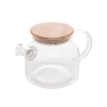 Imagem de Chaleira de Vidro Wolff 600ml com Tampa de Bambu Resistente ao Calor 