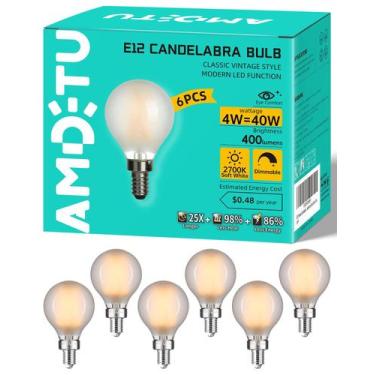 Imagem de Lâmpadas LED AMDTU 40W E12 Frosted Globe 2700K, branco quente, pacote 