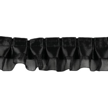 Imagem de Acabamentos de tecido com acabamento de babados de cetim, acabamento de 2 camadas de cetim de organza plissada, fita de renda plissada para costura, artesanato, cortina de vestido, decoração de fronha