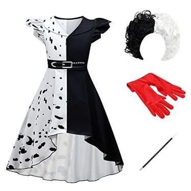 Imagem de IBTOM CASTLE Fantasia de cosplay para bebês meninas, fantasia extravagante de Halloween para carnaval + peruca + luvas + mastro com 4 peças, Branco-hilo, 13-14 Anos