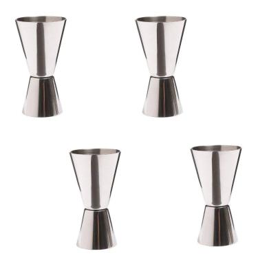Imagem de Kit 4 Copo Dosador Duplo Inox 25/50ml Bebida Drinks Coquetel