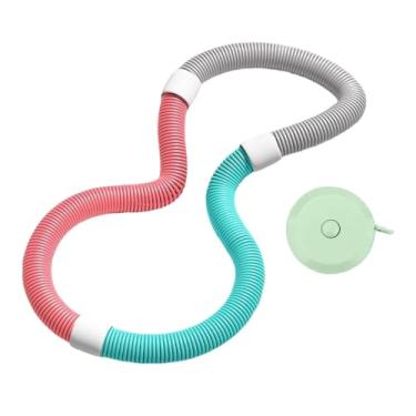 Imagem de rockible Exercício de aro de fitness com pesos, exercícios de aro para abdômen, círculos de fitness para homens e mulheres, Rosa Verde 1.3kg