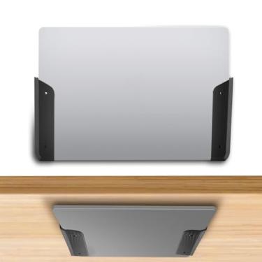 Imagem de Suporte portátil por baixo secretária, suporte parede e por baixo secretária arrumação prateleira portáteis com almofadas anti-riscos para dispositivos até 3,2cm espessura MacBooks Tablets