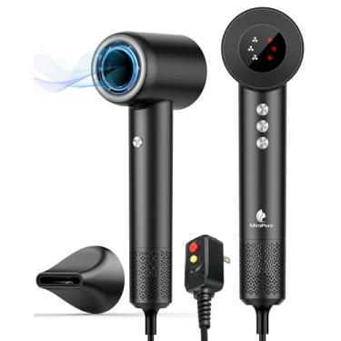 Imagem de Secador de cabelo, secador iônico negativo de alta velocidade com motor sem escova de 110.000 RPM para secagem rápida, controle térmico de baixo ruído de 1500 W, 4 temperaturas e 3 velocidades