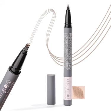 Imagem de Lápis de sobrancelha cinza claro para mulheres mais velhas, lápis de sobrancelha cinza para mulheres com ponta de precisão de 4 pinos, caneta de sobrancelha microblading cria traços naturais