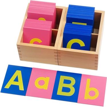 Imagem de Hidoggy Letras Maiúsculas E Minúsculas Montessori Com Lixa Caixas, 26 Para Crianças Pequenas