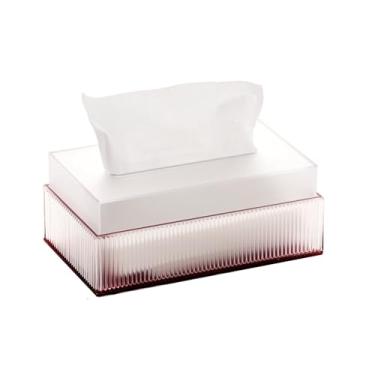Imagem de Capa para caixa de lenços de papel Caixa de lenços acrílico luxo leve para mesa, dispensador guardanapos semi-ondulados para uso facial em restaurantes e hotéis(Red,Pequeno)