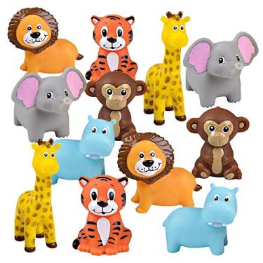 Imagem de ArtCreativity Brinquedos de vinil Zoo Animals (pacote com 12) - Brinquedos sortidos de animais de safári - lembrancinhas de festa de aniversário de safári para crianças, bonecos da selva para banho