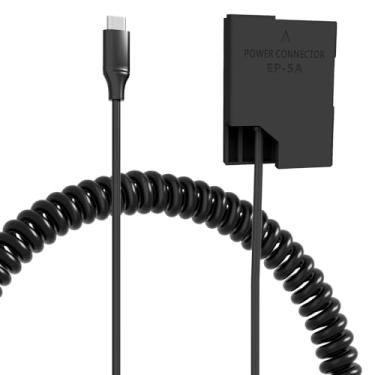 Imagem de QUZOC Conector de fonte de alimentação USB C para EP-5A Adaptador de alimentação EN-EL14 / EN-EL14a Bateria falsa compatível com Nikon D3400/3400W, D3300 D3500 D3200 D5300 D5600 D3100 D5100 D52000