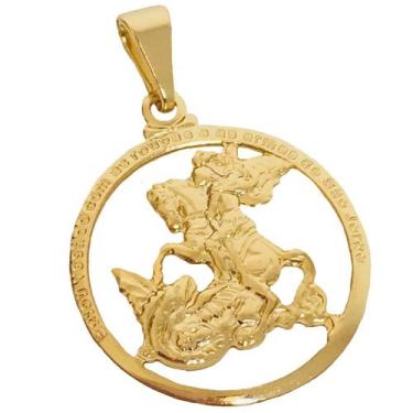 Imagem de Pingente Medalha de São Jorge Masculino Folheado a Ouro 18k - Dinis Jo