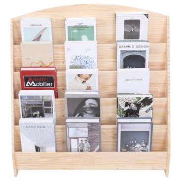 Imagem de FDHUIJIA Montessori Organizador de prateleira de livros infantil de um lado com armazenamento de brinquedos, estante para sala de aula para bebês, estantes e prateleiras de pinho natural (78,7 cm)