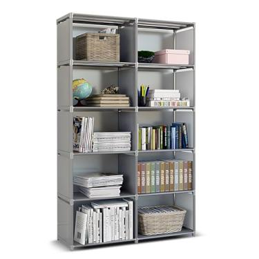 Imagem de 10 prateleiras de armazenamento de cubos Bookshelves Organizador de livros prateleiras de livros de aço pesado Tubo de aço de aço não tecido Organização de grande capacidade de