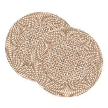Imagem de Jogo 2 Sousplat Redondo de Plástico Wolff com Textura de Rattan Bronze