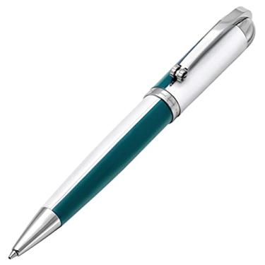 Imagem de Xezo Visionary Medium Brass Twist Action Caneta Esferográfica, Cor Verde e Branco. Edição limitada de 500, Serializada. Feita à mão