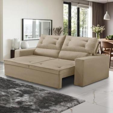 Imagem de Sofá Retrátil e Reclinável 3 lugares com Molas 1,80m Lana Suede Bege R