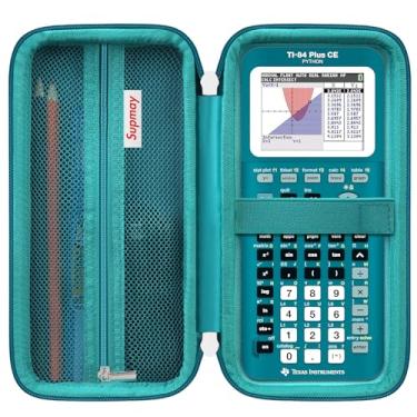 Imagem de Supmay Capa para calculadora compatível com Texas Instruments TI-84 Plus CE/TI-84 Plus/TI-83 Plus/TI-83 Plus CE Calculadora gráfica colorida, estojo de armazenamento com bolso de malha para cabo USB