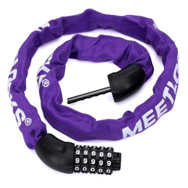 Imagem de MEETLOCKS Cadeado de corrente de bicicleta, 3,2 metros de comprimento, combinação de 5 dígitos, bloqueio antifurto de alta segurança, trava de bicicleta sem chave redefinível para portão de porta de