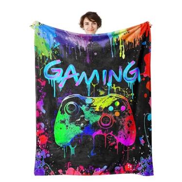 Imagem de Cobertor Gamer 320gsm infantil para jogos, fofo, aconchegante, macio, quente, decorativo, controle de jogos, presentes para meninos, meninas, mulheres, homens, bebês, colcha para cama, sofá, cadeira